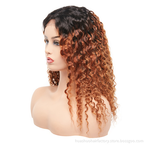 Xuchang Huashuo Factory Price Deep Wave Curl Brazilian Hair 4*4 Lace Closure wig